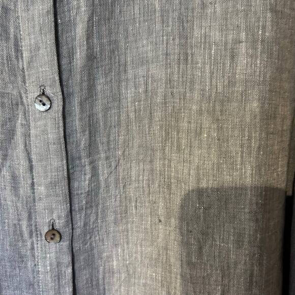 J. Jill Love Linen Blouse Tunic 100% Linen Heather Gray SZ Med Office Preppy - Picture 10 of 10
